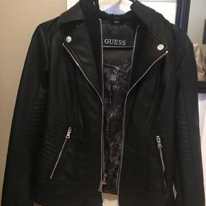 Guess black faux leather jacket